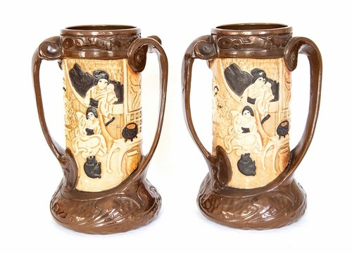 Ein paar bretby kunstkeramik - paar,